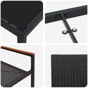 Conjunto de Comedor de Jardín de 3 Piezas Negro de Poliratán V6224 Vetonek