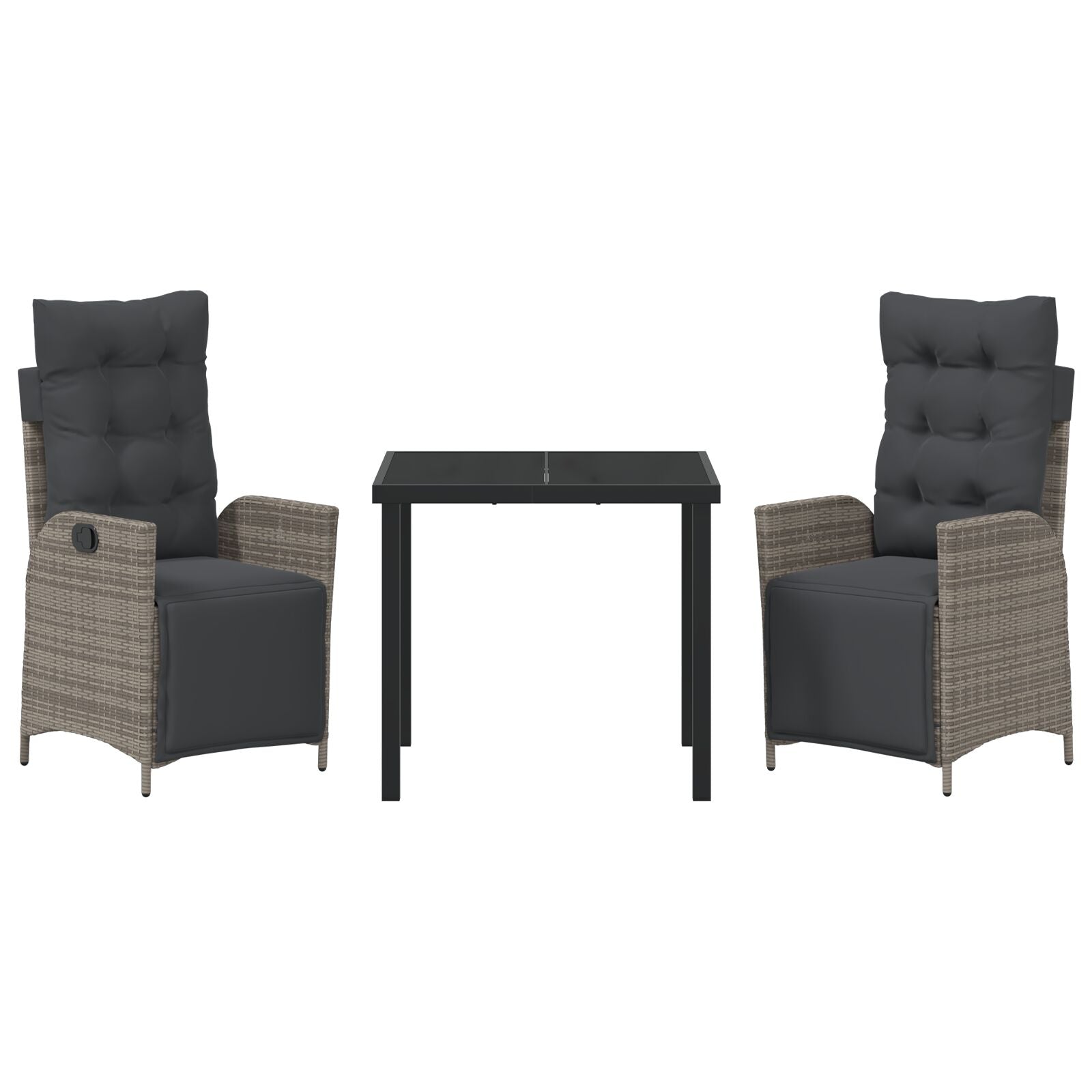 Conjunto de comedor de jardín de 3 piezas  Ratán Polipropileno Gris V4670 Vetonek