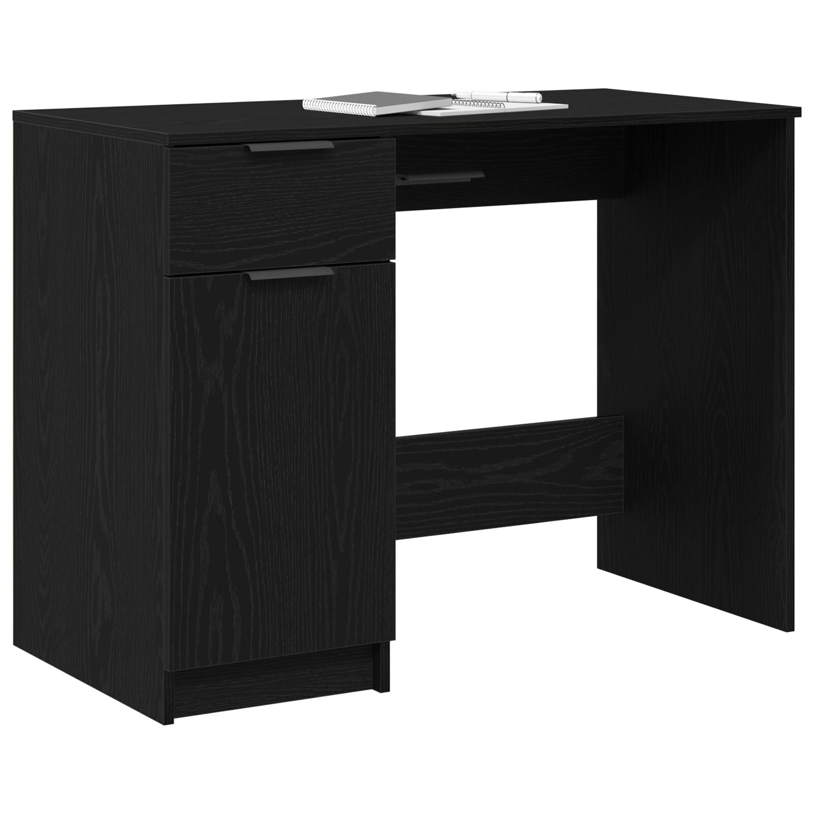 Bureau en Chêne Noir - 100x50x75 cm - En Bois Ouvré V1773 Vetonek