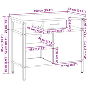 Banco de trabajo con puerta con cerradura Rojo 100x55x85 cm Acero V0001 Vetonek