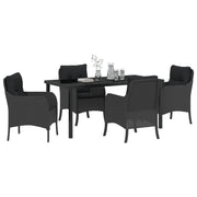 Conjunto de comedor de jardín de 5 piezas  con cojines Negro Poliratán V0719 Vetonek
