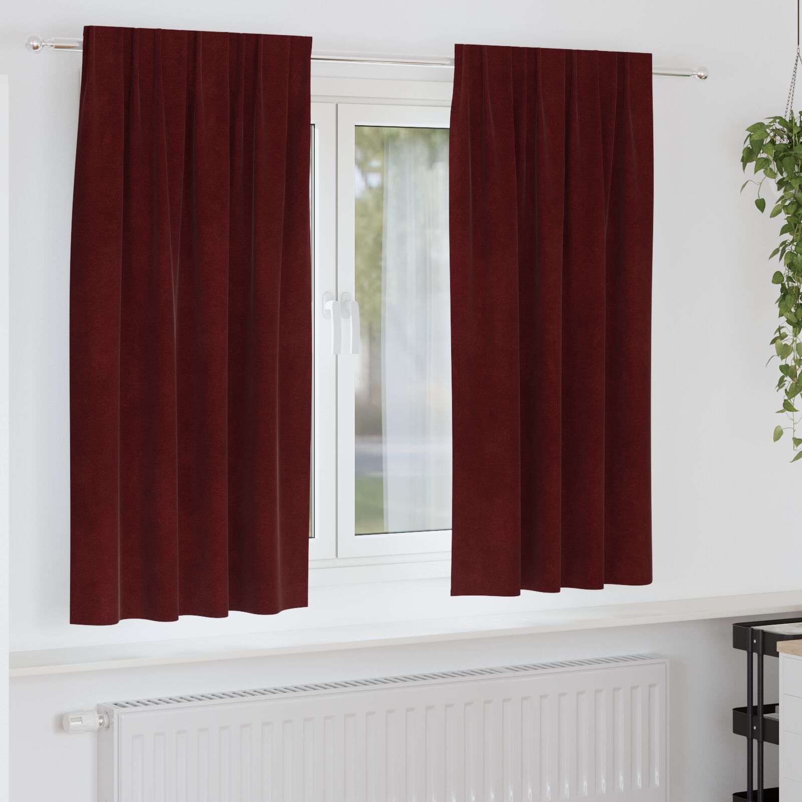 Blackout curtains with ribbon on top 2 pcs Velvet wine red V3952 Vetonek