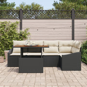 6 Piece Garden Dining Set with Cushions Black Synthetic Rattan V9511 Vetonek