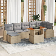 8-Piece Garden Dining Set with Beige Cushions Polyacacia Rattan V7296 Vetonek