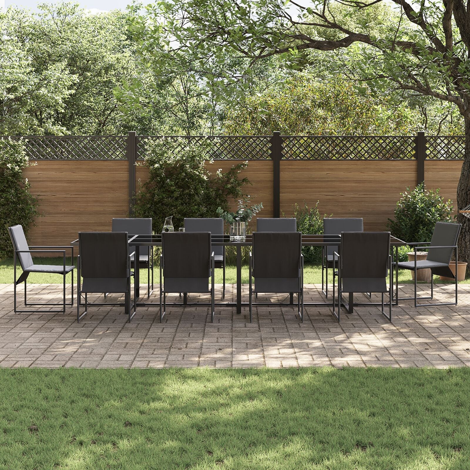 Set da pranzo da giardino 13 pezzi con cuscini in acciaio e Textilene V1552 Vetonek