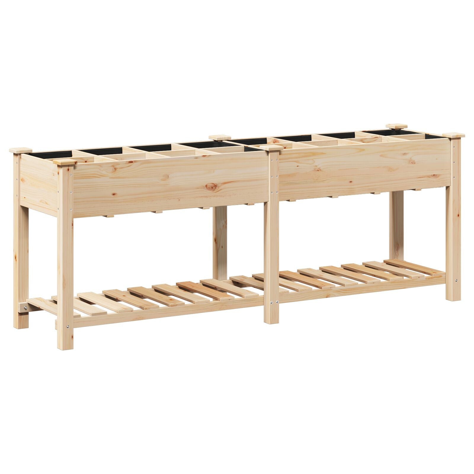 Macetero de Jardín con Rejillas 203x53x76 cm de Madera Maciza de Abeto V0708 Vetonek