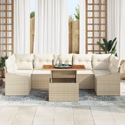 8-Piece Garden Dining Set with Beige Acacia Polyester Rattan Cushions V9191 Vetonek