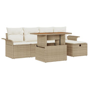 6 Piece Garden Sofa Set with Beige Rattan Cushions V1106 Vetonek