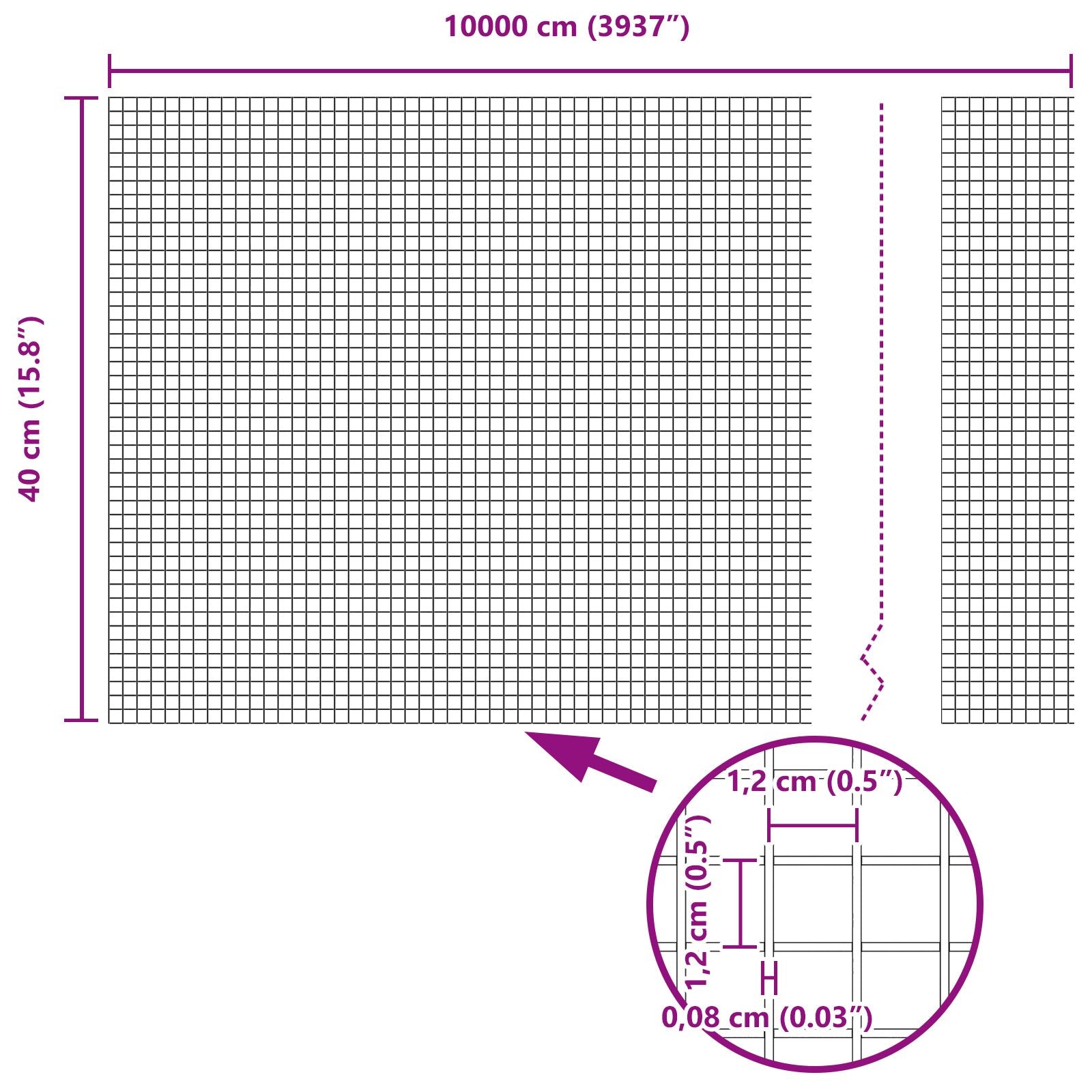 Cerca de Malla Soldada  con 44 Poste U Verde 0.4x100 m Acero V7750 Vetonek