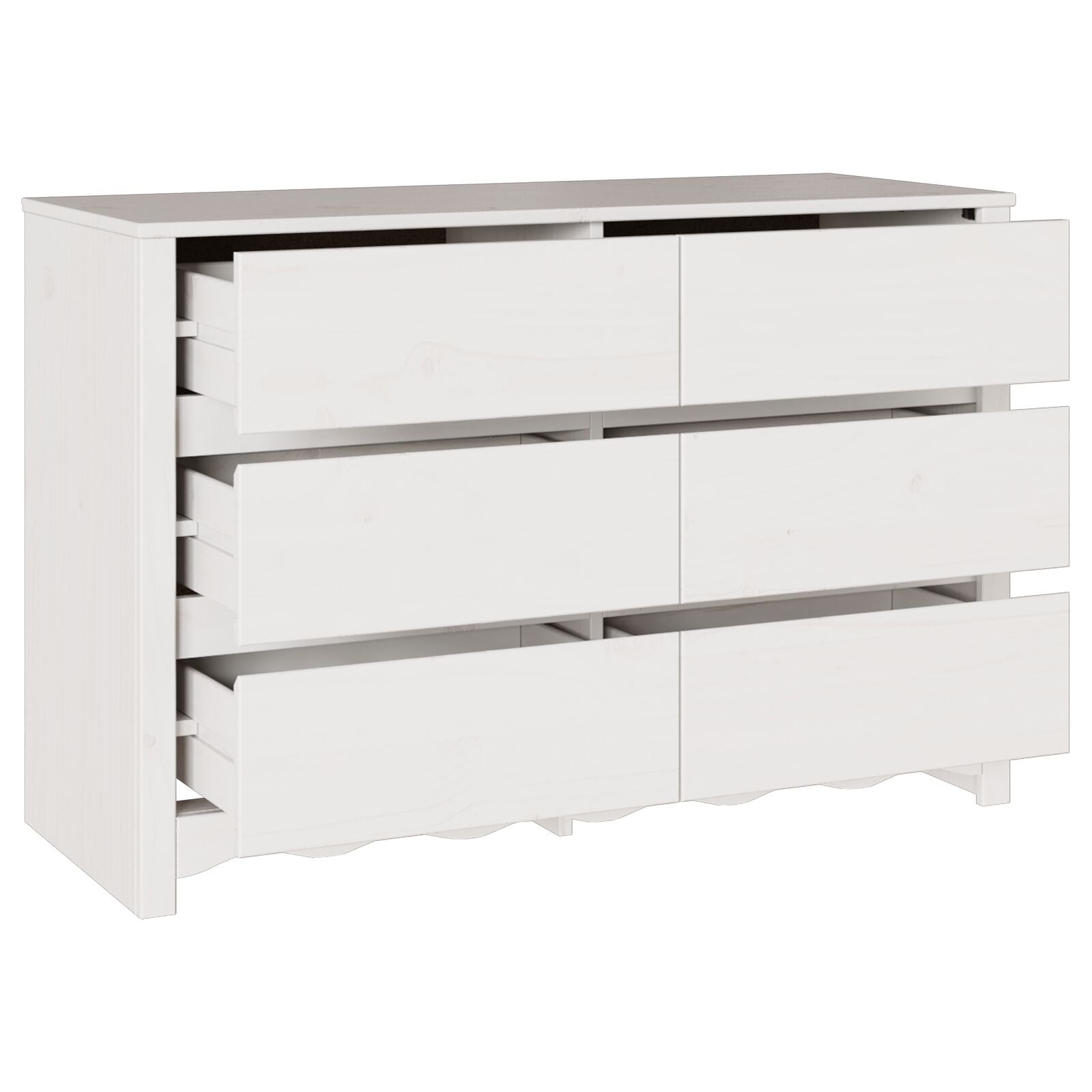 Comoda ""DRAMMEN"" Blanca 111x43x73,5 cm de Madera Sólida de Pino V7071 Vetonek