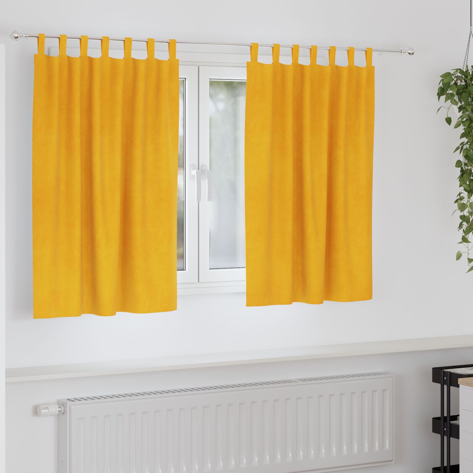 Blackout Curtains with Suspension Ties 2 pcs Mustard Yellow Velvet V3693 Vetonek
