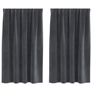 Blackout Curtains with Top Tape 2 pieces of Light Gray Velvet V3495 Vetonek