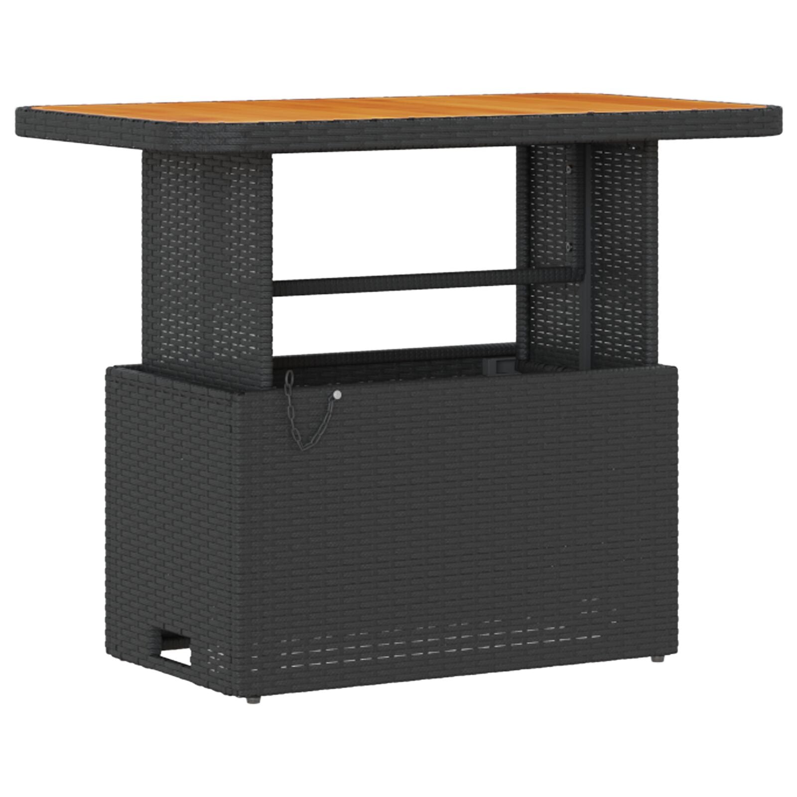 Conjunto de Comedor de Jardín de 3 Piezas con Cojines Negro de Poliratán y Acacia V0186 Vetonek