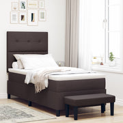 Bed with Box Spring and Bench Dark Brown 90x190 cm Fabric V0802 Vetonek