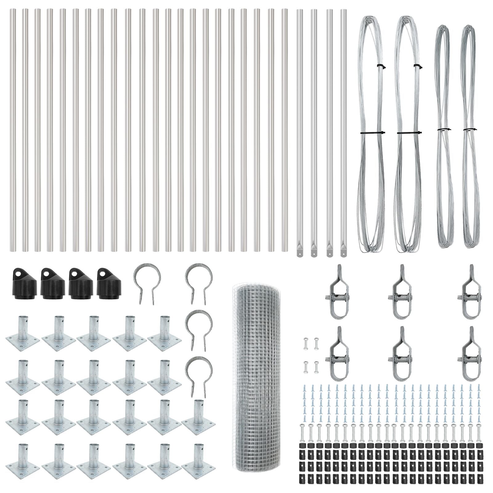 Cerca de Malla Soldada de  con 13 Postes Alabeados 1x50 m de Acero Galvanizado V5141 Vetonek