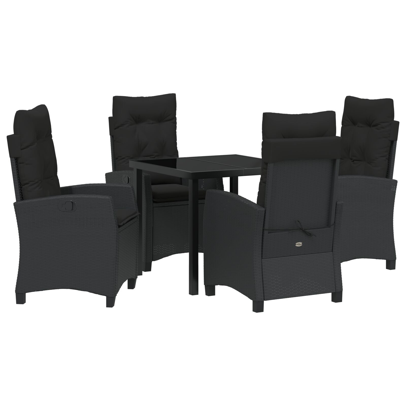 Conjunto de Comedor de Jardín de 5 Piezas con Cojines Poliratán Negro V2935 Vetonek