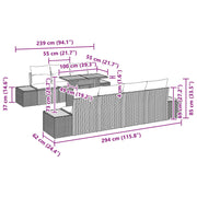 8 Piece Garden Dining Set with Cushions in Black Acacia Rattan V1536 Vetonek