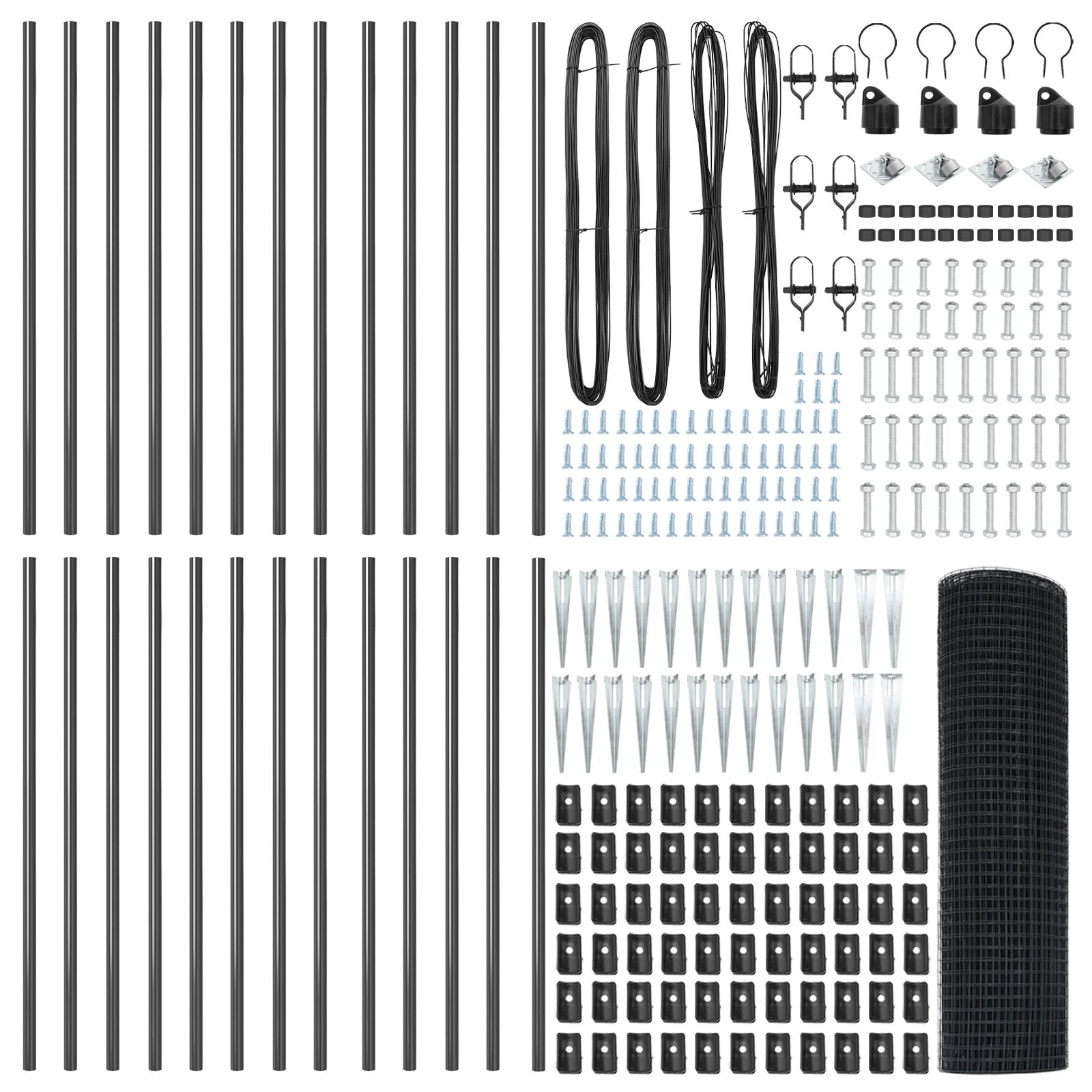 Cerca de Malla Soldada de  con 13 Postes de Espiga Gris 0.5x50 m Acero V3857 Vetonek