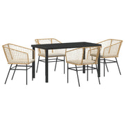 Conjunto de Comedor de Jardín  de 5 Piezas con Cojines Marrón Rátan de Polipropileno V8333 Vetonek