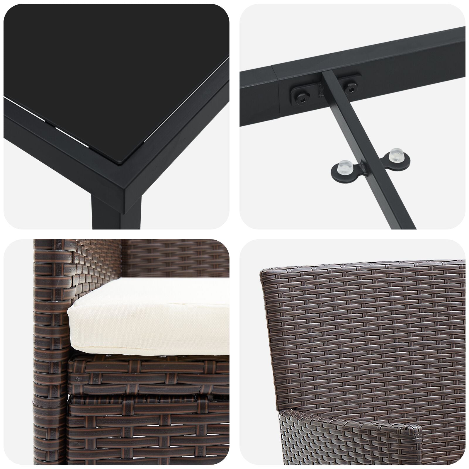 Conjunto de Comedor de Jardín de 3 Piezas Marrón Poliratán V6644 Vetonek