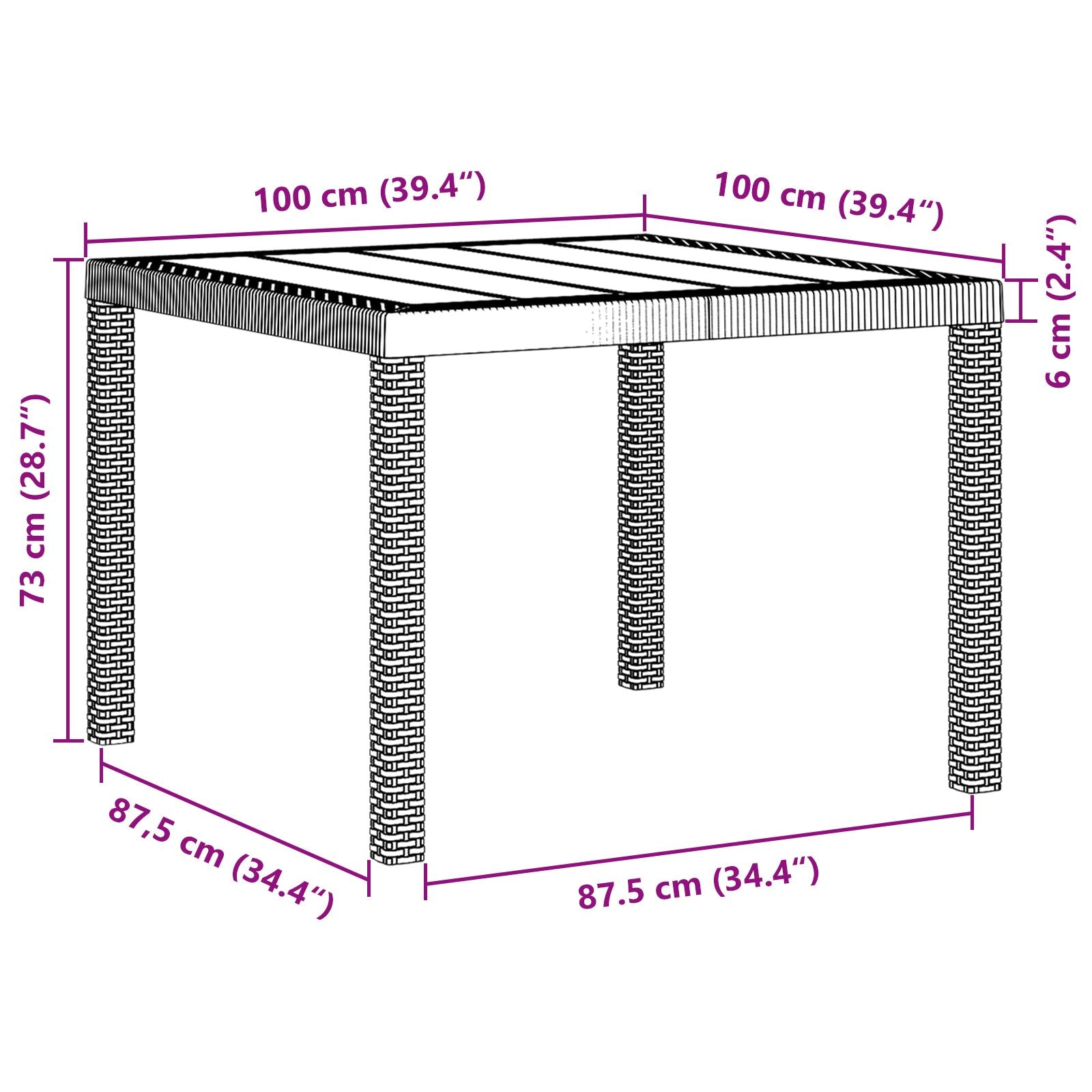 Juego de Comedor de Jardín Set de 3 Marrón Oscuro Polipropileno V6301 Vetonek