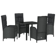 Conjunto de Comedor de Jardín de 5 Piezas  Negro Ratán Poli V0344 Vetonek