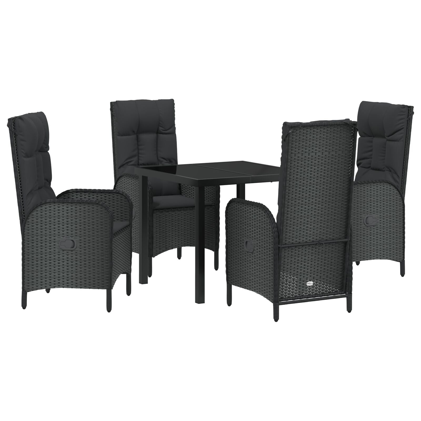 Conjunto de Comedor de Jardín de 5 Piezas  Negro Ratán Poli V0344 Vetonek