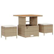 Conjunto de Sofá de Jardín de 8 Piezas con Cojines Ratán Beige Acacia, Conjunto de Comedor de Jardín de 3 Piezas con Cojines Ratán Beige Acacia V8609 Vetonek