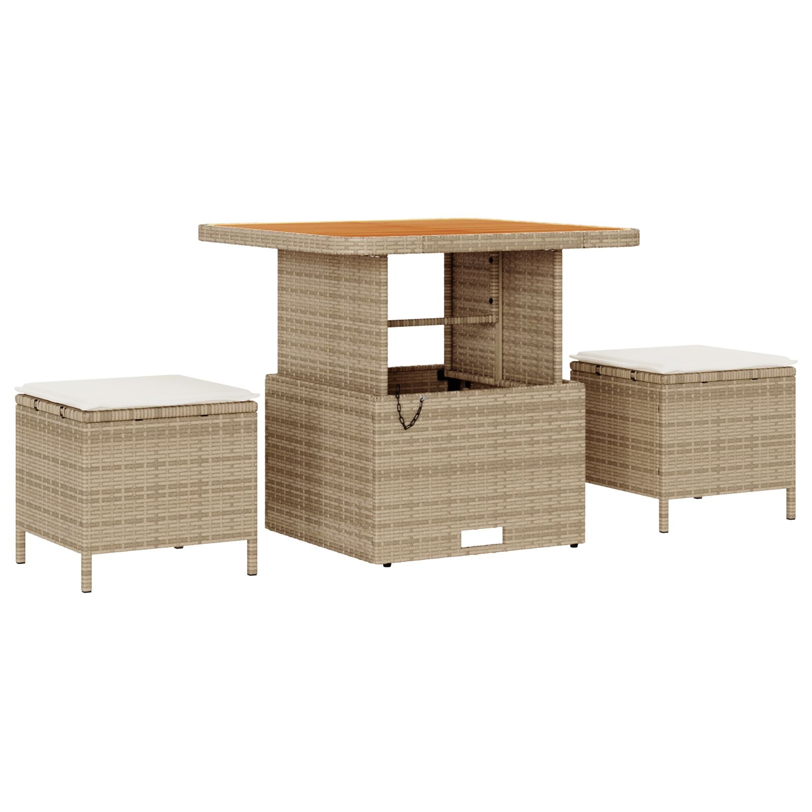 Conjunto de Sofá de Jardín de 8 Piezas con Cojines Ratán Beige Acacia, Conjunto de Comedor de Jardín de 3 Piezas con Cojines Ratán Beige Acacia V8609 Vetonek