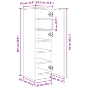Armario para zapatos Negro Roble 29,5x35x100,5 cm Madera V5042 Vetonek