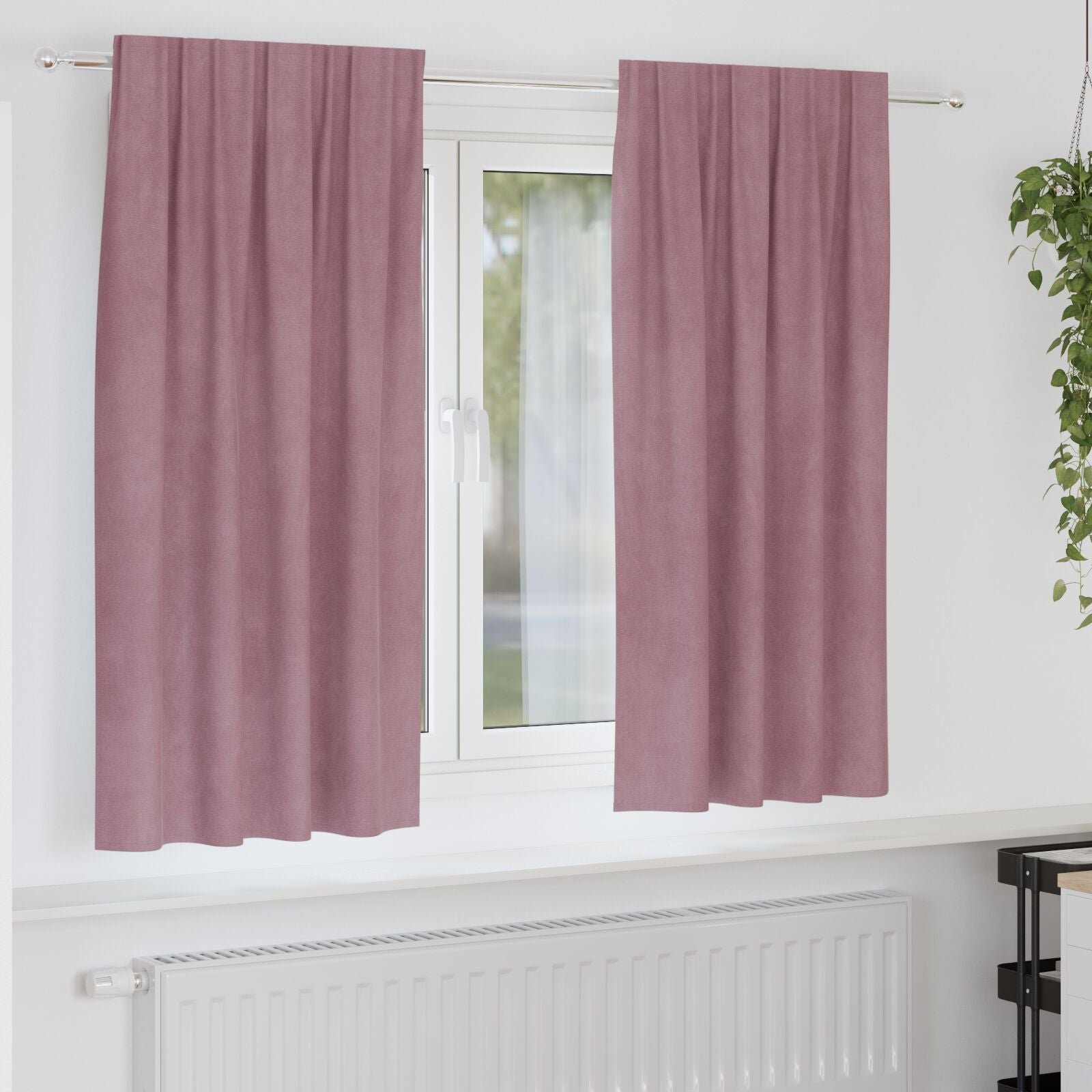 Blackout Curtains with Top Tape 2 Pieces Dark Pink Velvet V3358 Vetonek