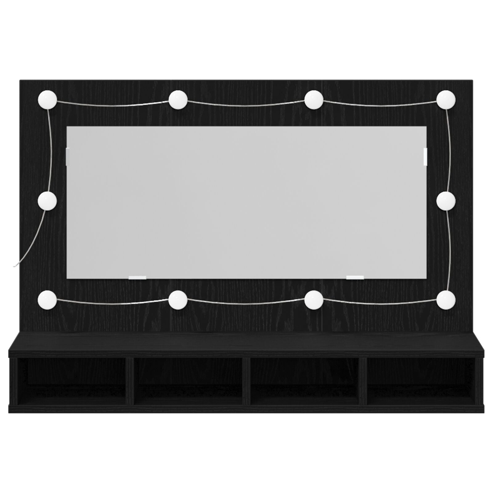 Armario Espejo LED en Roble Negro - 90x31.5x62 cm V1797 Vetonek