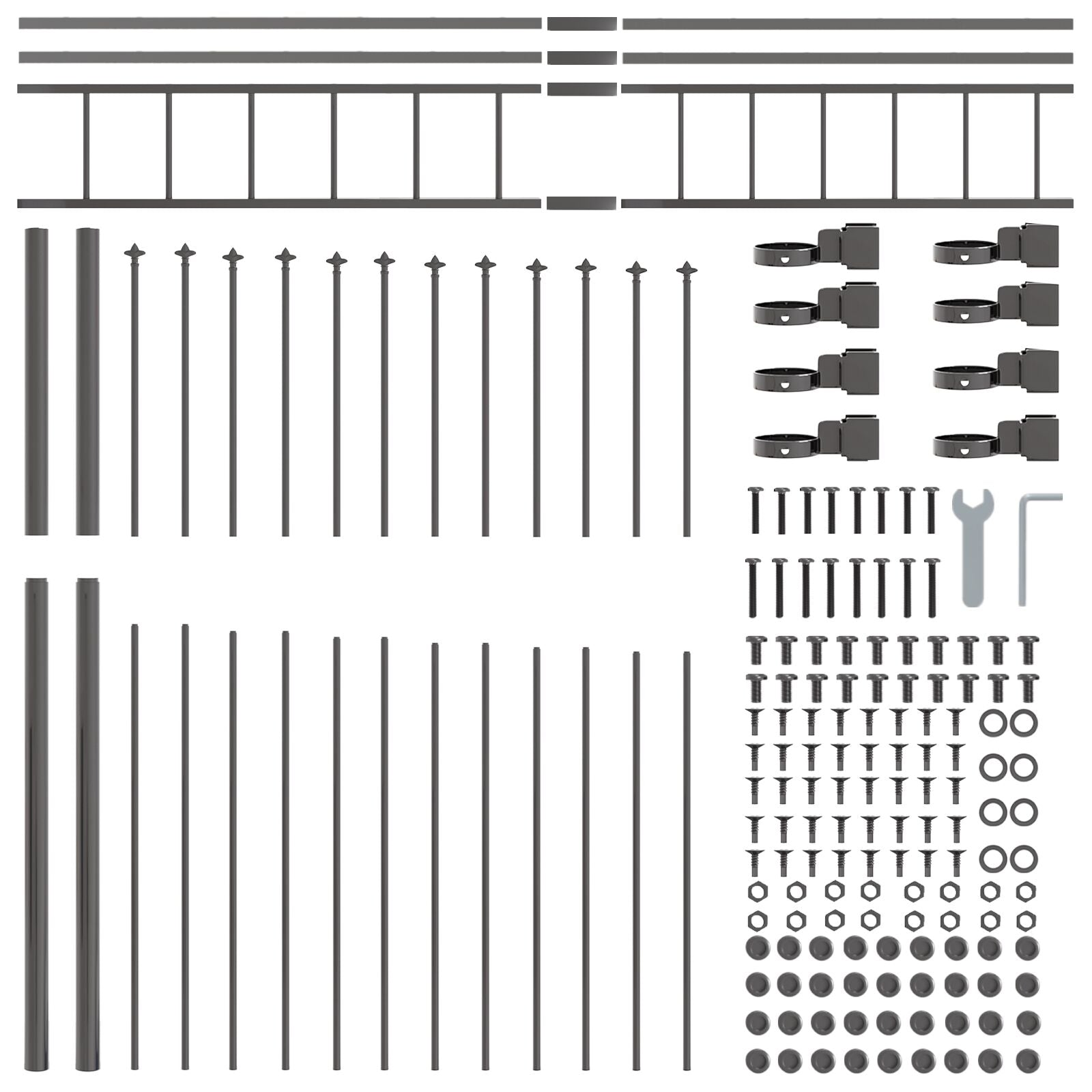 Valla de jardín con arco gris 3,4x2 m de acero V0677 Vetonek