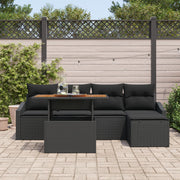 6 Piece Garden Dining Set with Black Polyester Rattan Cushions V9412 Vetonek