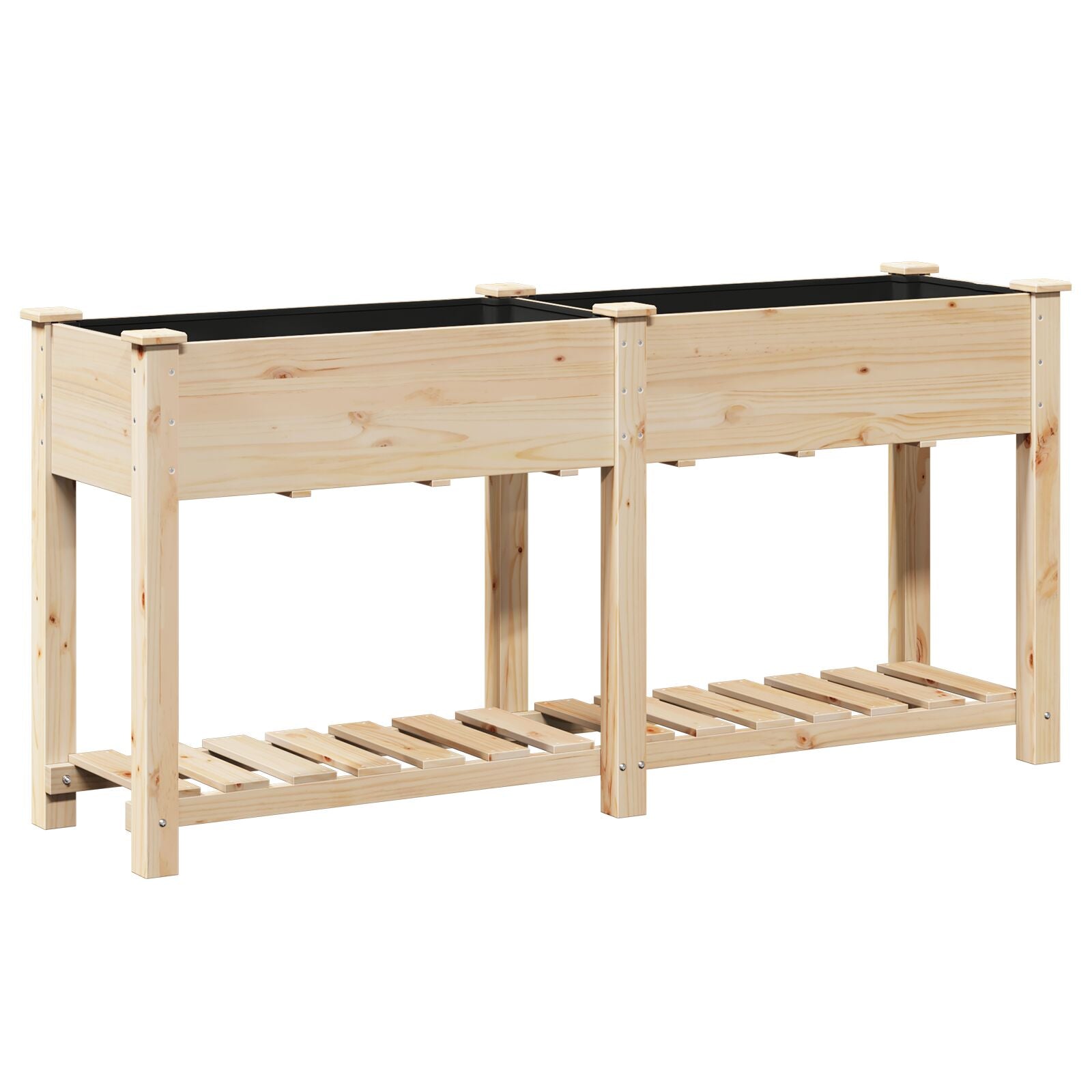 Macetero de jardín con estante 161x43x76 cm de madera maciza de abeto V0562 Vetonek