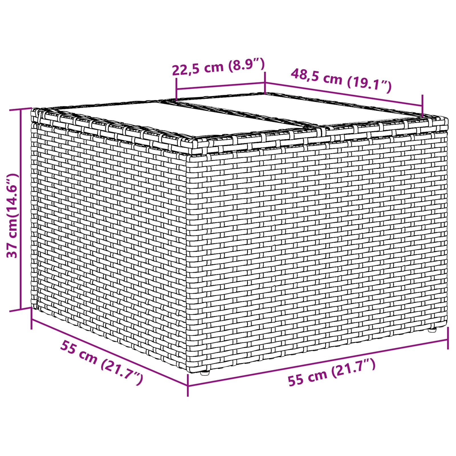 Conjunto de sofá de jardín de 11 piezas con cojines negros de poliratán V8198 Vetonek