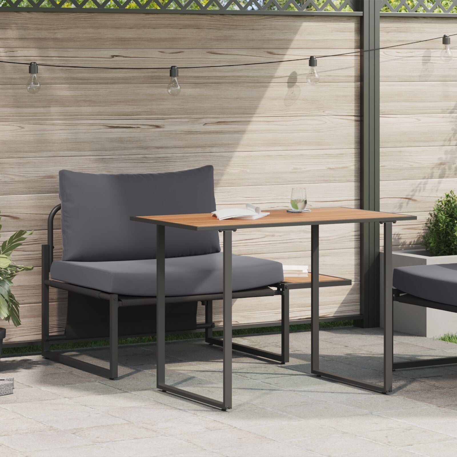 2-Piece Garden Dining Set with Individual Seat and Anthracite Cushions V9713 Vetonek