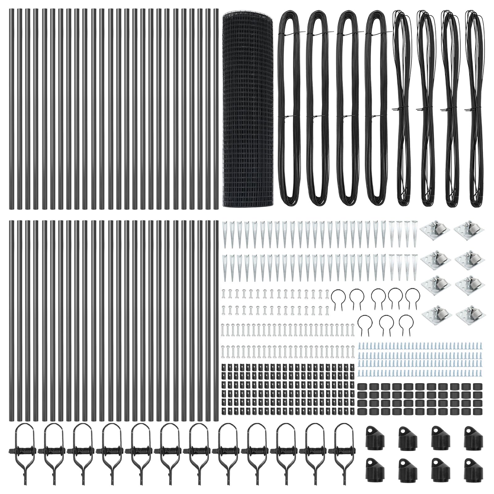 Clôture en fil soudé avec 13 poteaux à pointes gris 1x100 m acier V4267 Vetonek