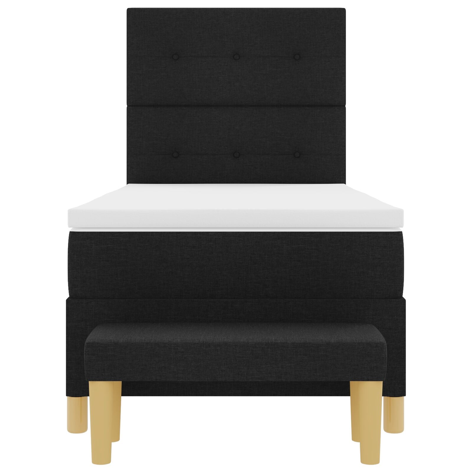 Box Spring bed with mattress and black bench 90x190 cm fabric V3100 Vetonek