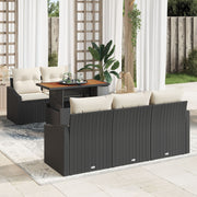 6-Piece Garden Dining Set with Cushions Black Economical Rattan Acacia V8880 Vetonek