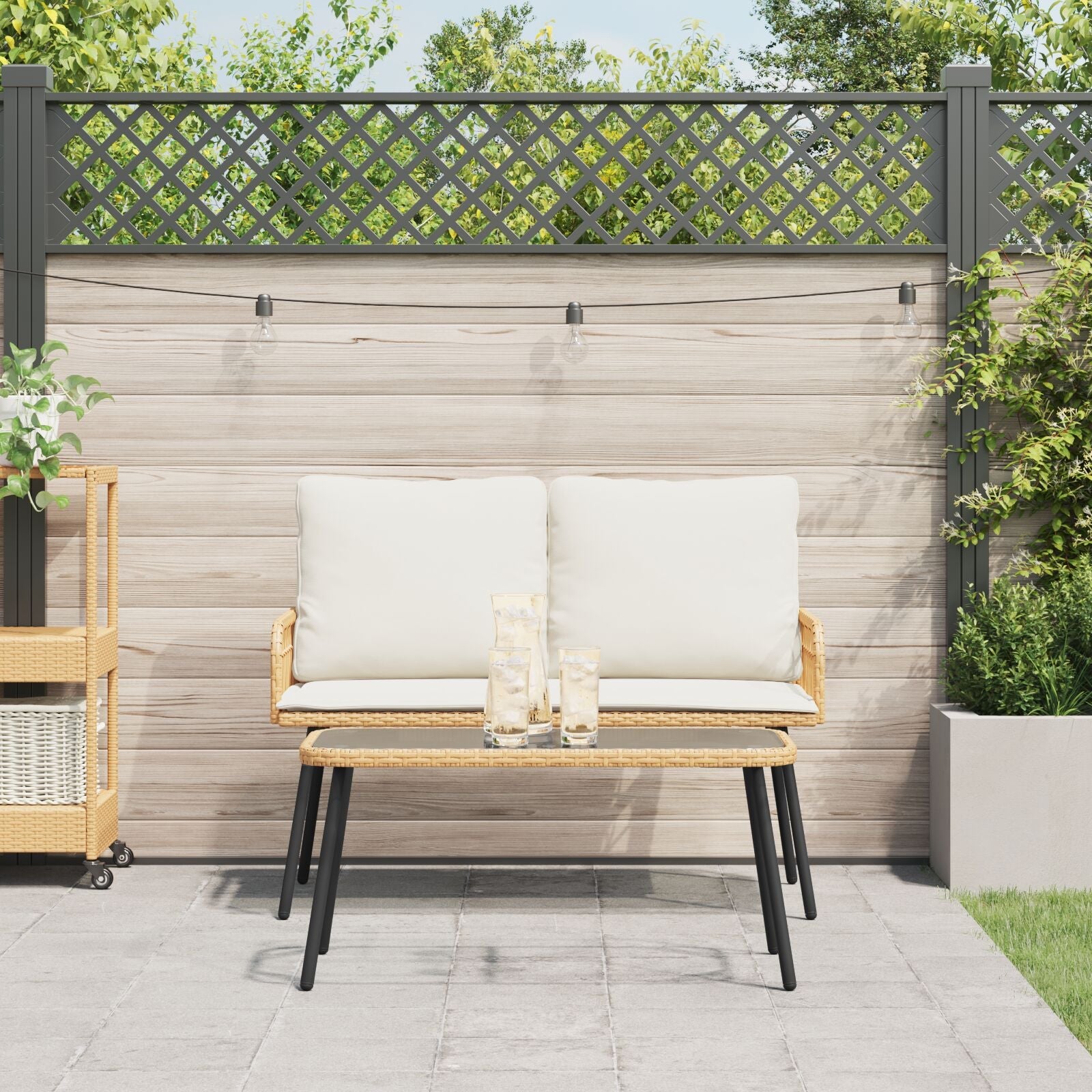 2-Piece Garden Dining Set with Natural Polyrattan Cushions V1402 Vetonek