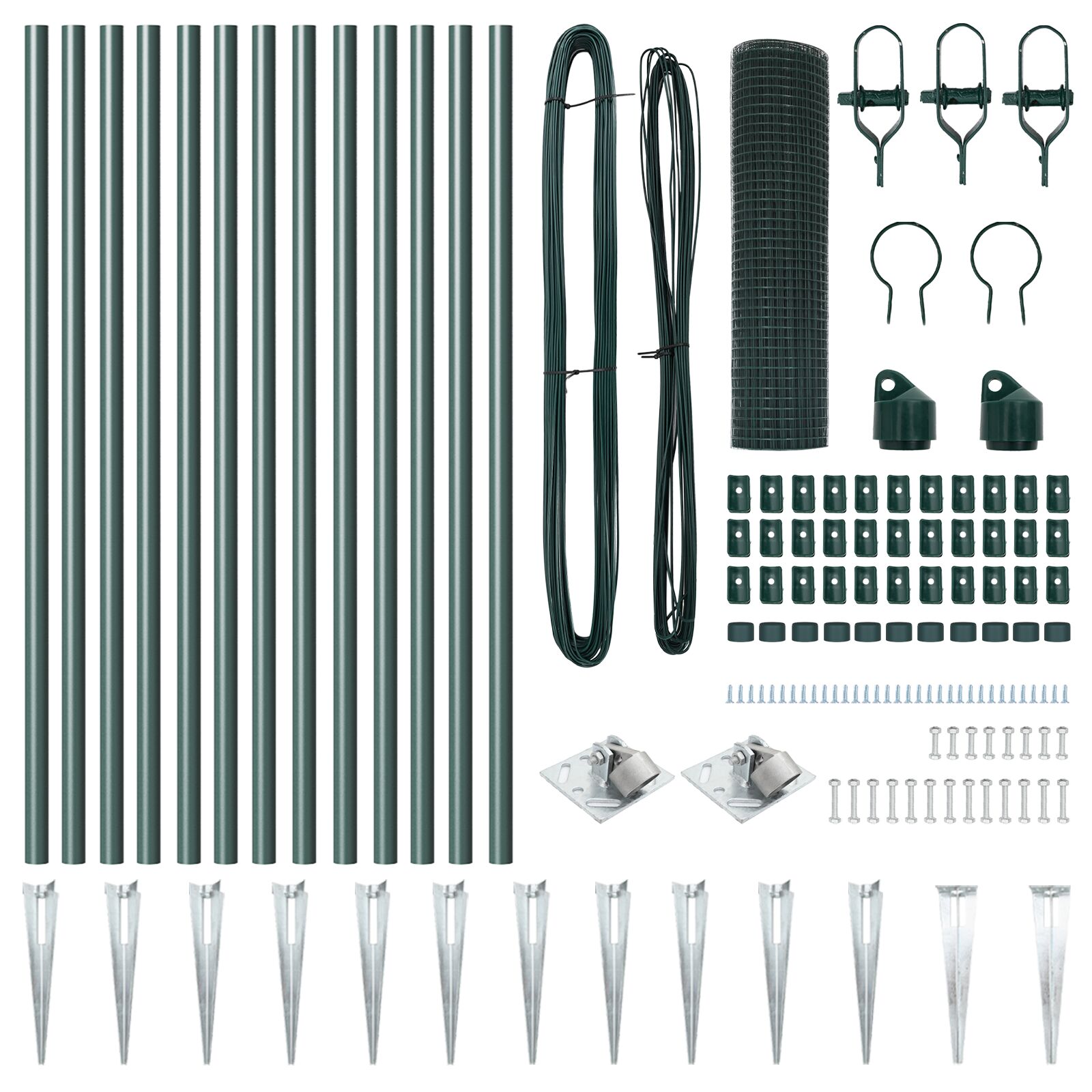 Cerca de Malla Soldada  con 13 Postes de Púas Verde 0.8x25 m Acero V2416 Vetonek