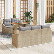 6 Piece Garden Dining Set with Cushions Beige Acacia Polyester Rattan V8903 Vetonek
