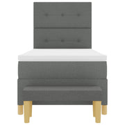 Bed with slatted base and mattress and dark gray bench 90x190 cm in fabric V3094 Vetonek