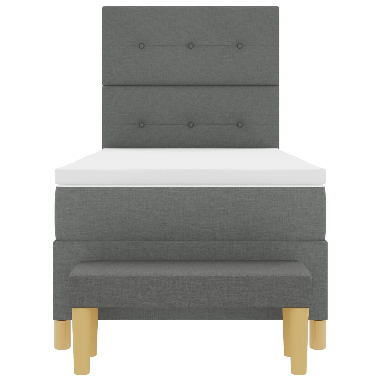 Bed with slatted base and mattress and dark gray bench 90x190 cm in fabric V3094 Vetonek