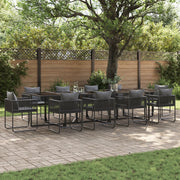 Set da pranzo da giardino 13 pezzi con cuscini in acciaio e rattan sintetico V1705 Vetonek