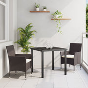 Conjunto de Comedor de Jardín de 3 Piezas Marrón Poliratán V6644 Vetonek