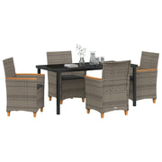 Conjunto de Comedor de Jardín  de 5 Piezas con Cojines Gris Poliratán V0169 Vetonek