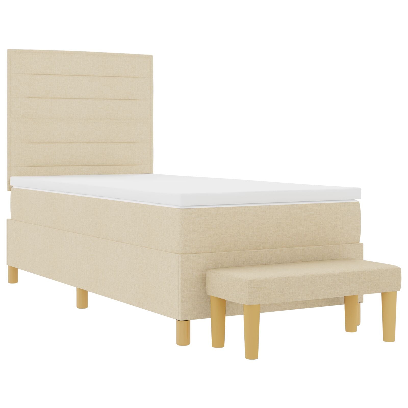 Bed with Box Spring and Cream Mattress 90x190 cm Fabric V2363 Vetonek