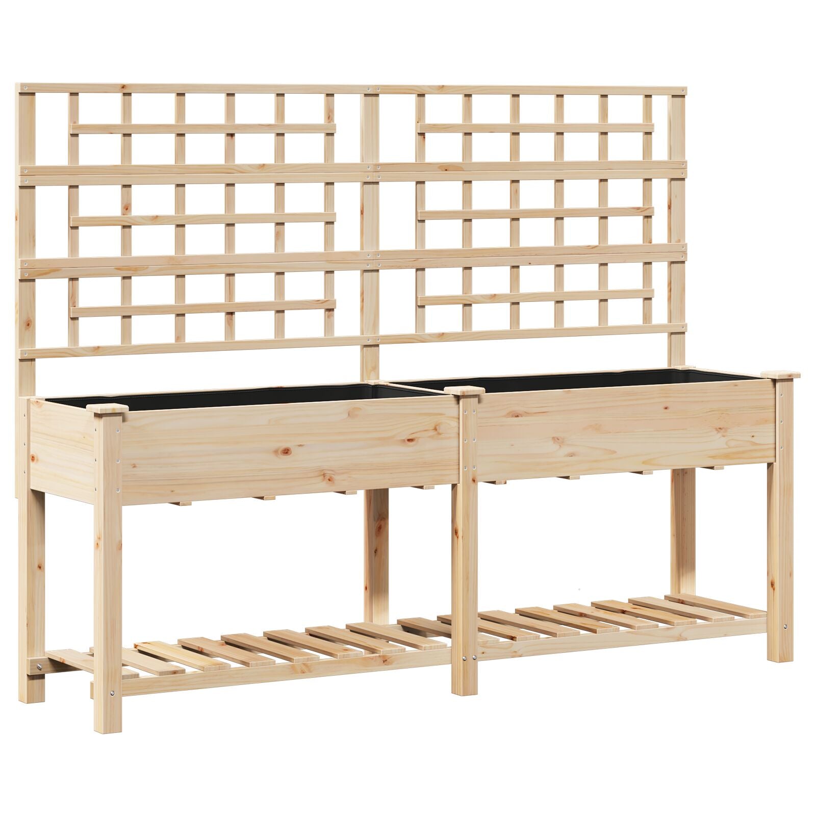 Macetero con Enrejado y Estante 203x53x152 cm de Madera Maciza de Pino V0616 Vetonek